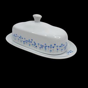 Rhapsody by Sheffield Fine China #503 8" Butter Dish with Lid Blue & White